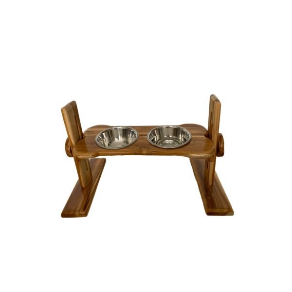 Comedero elevado graduable teca natural 1