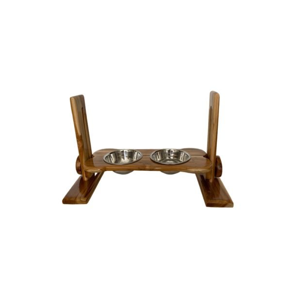 Comedero elevado graduable teca natural 1.1