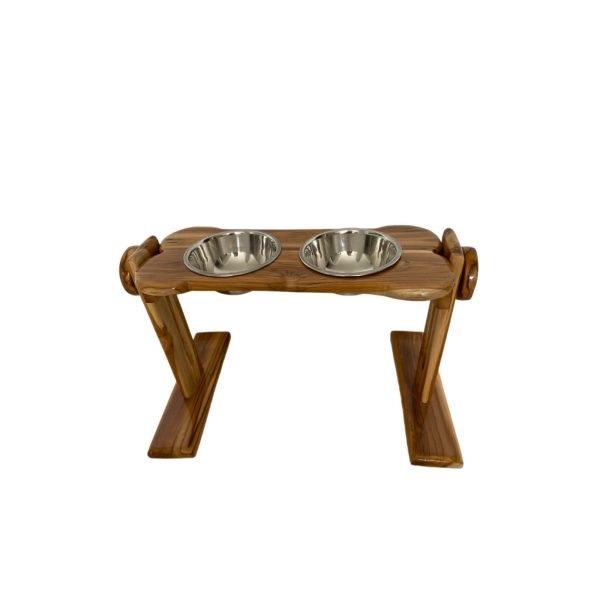 Comedero elevado graduable teca natural