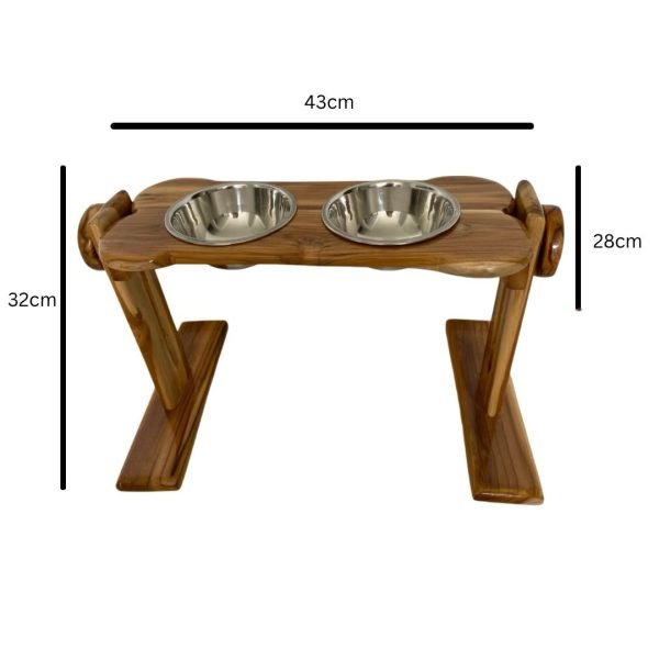 Comedero elevado graduable teca natural medidas