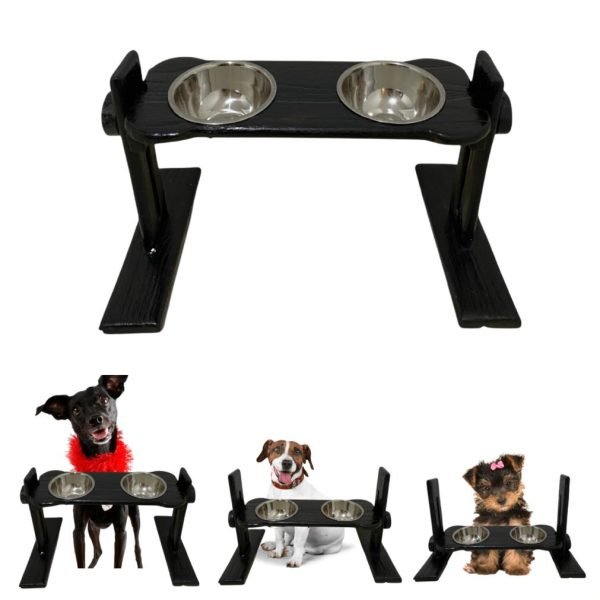 comedero elevado graduable color negro mascotas